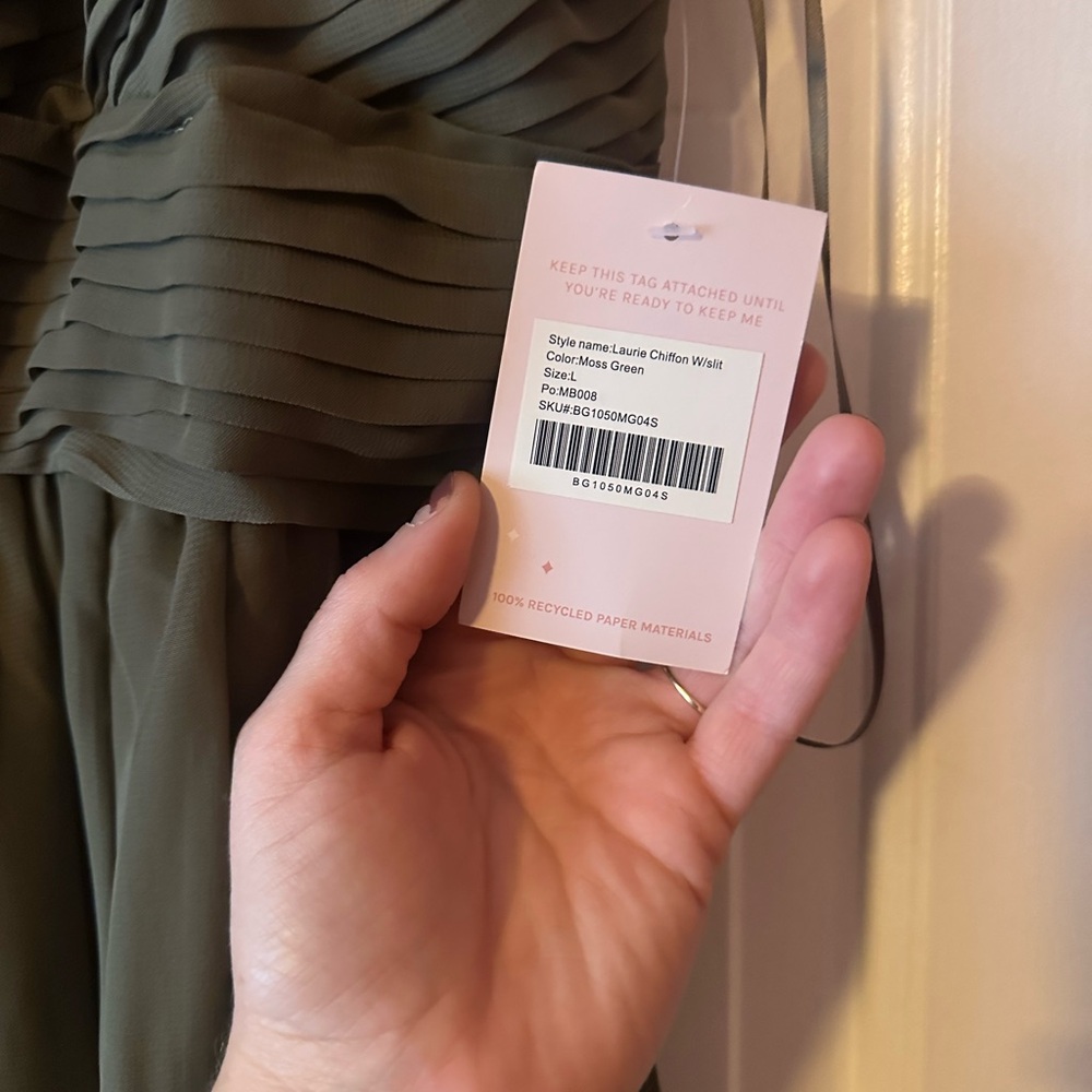 Birdy Grey chiffon bridesmaid dress, L, Moss green - Picture 3 of 4